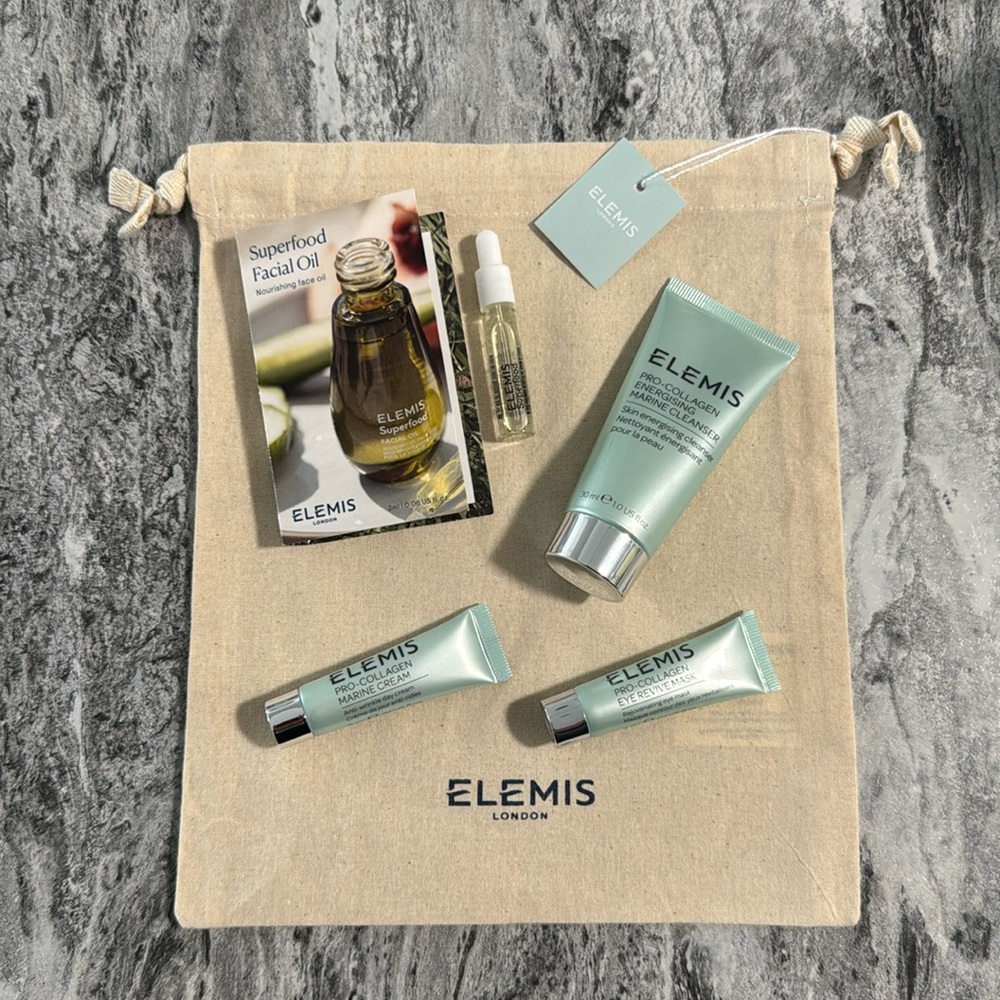 Elemis Pro-Collagen Marine Cleanser Marine Cream, Eye Revive Mask, Superfood Oil